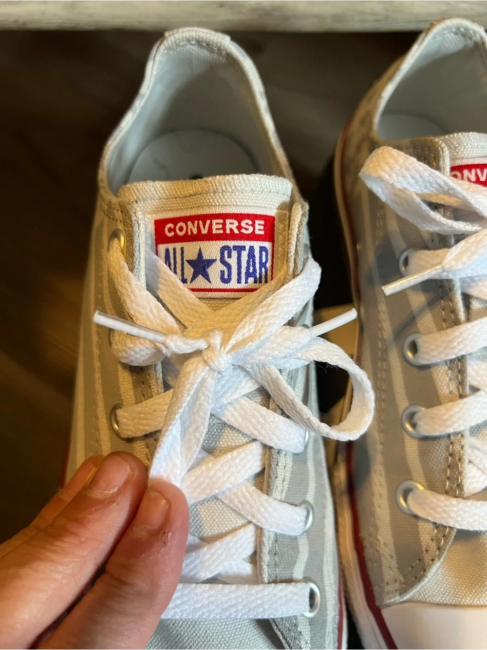 Converse Kids' Low Top Sneakers in Light Gray with Stars & Stripes Sz 3